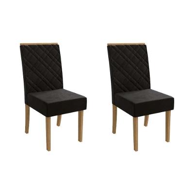 Cadeira Sala de Jantar 2CAD149FR Kit 2 Un Freijo/Veludo Preto A038 - Kappesberg