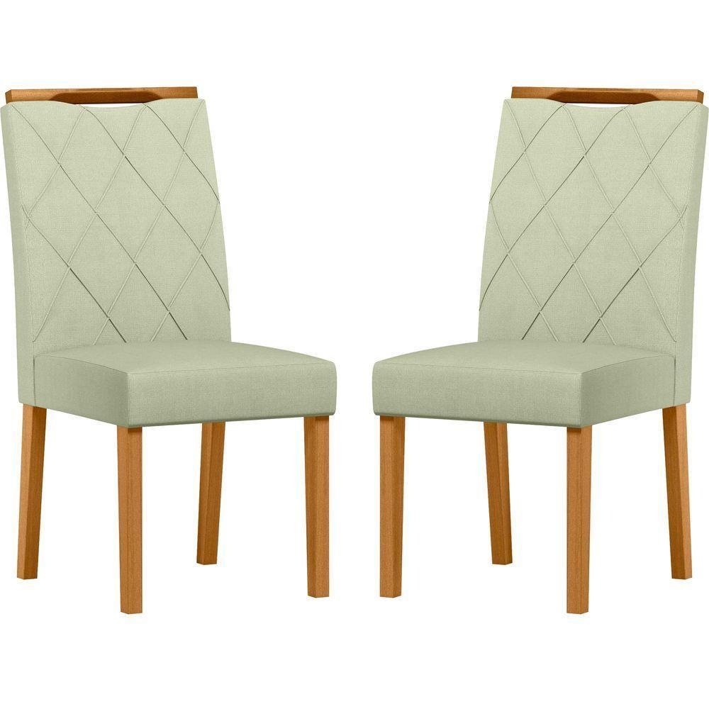 Conjunto Com 2 Cadeiras De Jantar Estofada Sarah Ypê Linho Palha Ln04 - 1