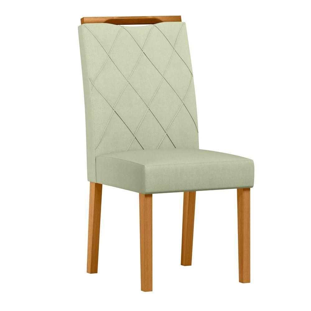 Conjunto Com 2 Cadeiras De Jantar Estofada Sarah Ypê Linho Palha Ln04 - 3