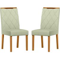 Conjunto Com 2 Cadeiras De Jantar Estofada Sarah Ypê Linho Palha Ln04 - 1