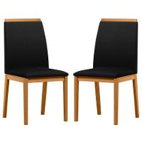 Conjunto Com 2 Cadeiras De Jantar Estofada Fernanda Ypê Veludo Preto Ja03 - 1