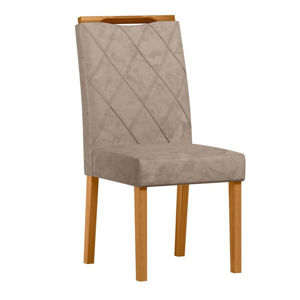 Conjunto Com 2 Cadeiras De Jantar Estofada Sarah Ypê Camursa Marrom Lux - 2