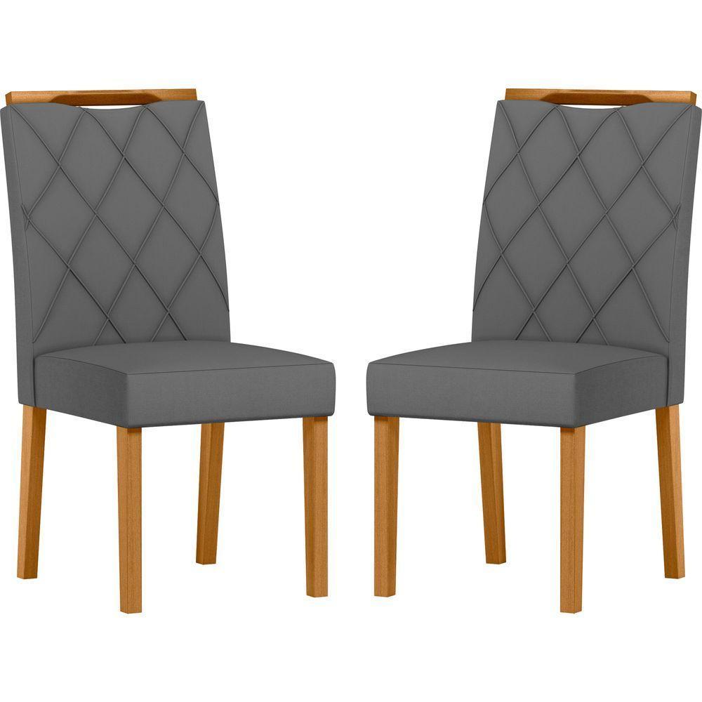 Conjunto Com 2 Cadeiras De Jantar Estofada Sarah Ypê Veludo Cinza Ja02 - 1
