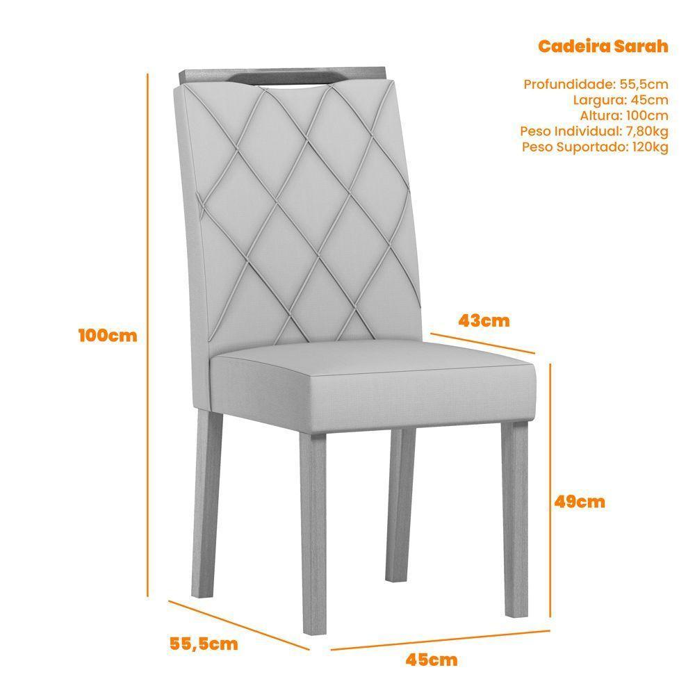 Conjunto Com 2 Cadeiras De Jantar Estofada Sarah Ypê Veludo Cinza Ja02 - 2