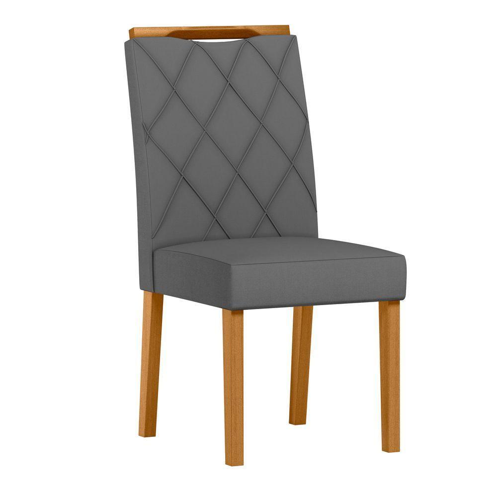 Conjunto Com 2 Cadeiras De Jantar Estofada Sarah Ypê Veludo Cinza Ja02 - 3