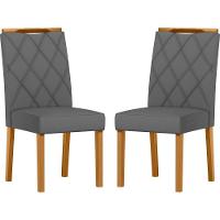 Conjunto Com 2 Cadeiras De Jantar Estofada Sarah Ypê Veludo Cinza Ja02 - 1