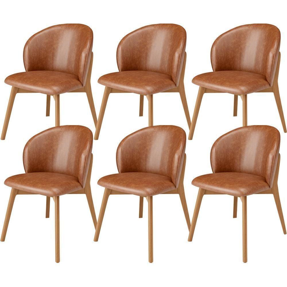 Kit 06 Cadeiras De Jantar E Estar Living Estofada Mia L02 Couríssimo Camel - 1
