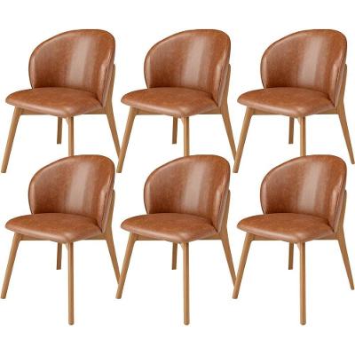 Kit 06 Cadeiras De Jantar E Estar Living Estofada Mia L02 Couríssimo Camel