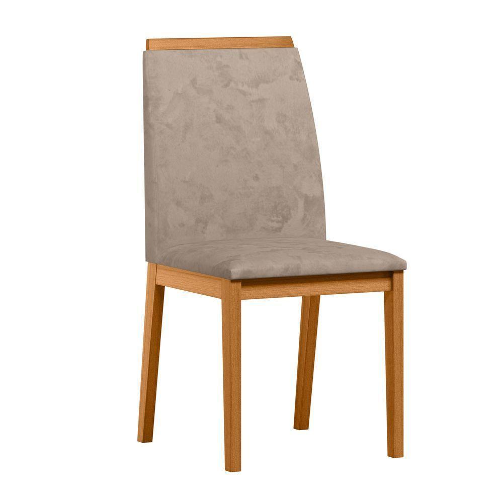 Conjunto Com 2 Cadeiras De Jantar Estofada Fernanda Ypê Camursa Marrom Lux - 1