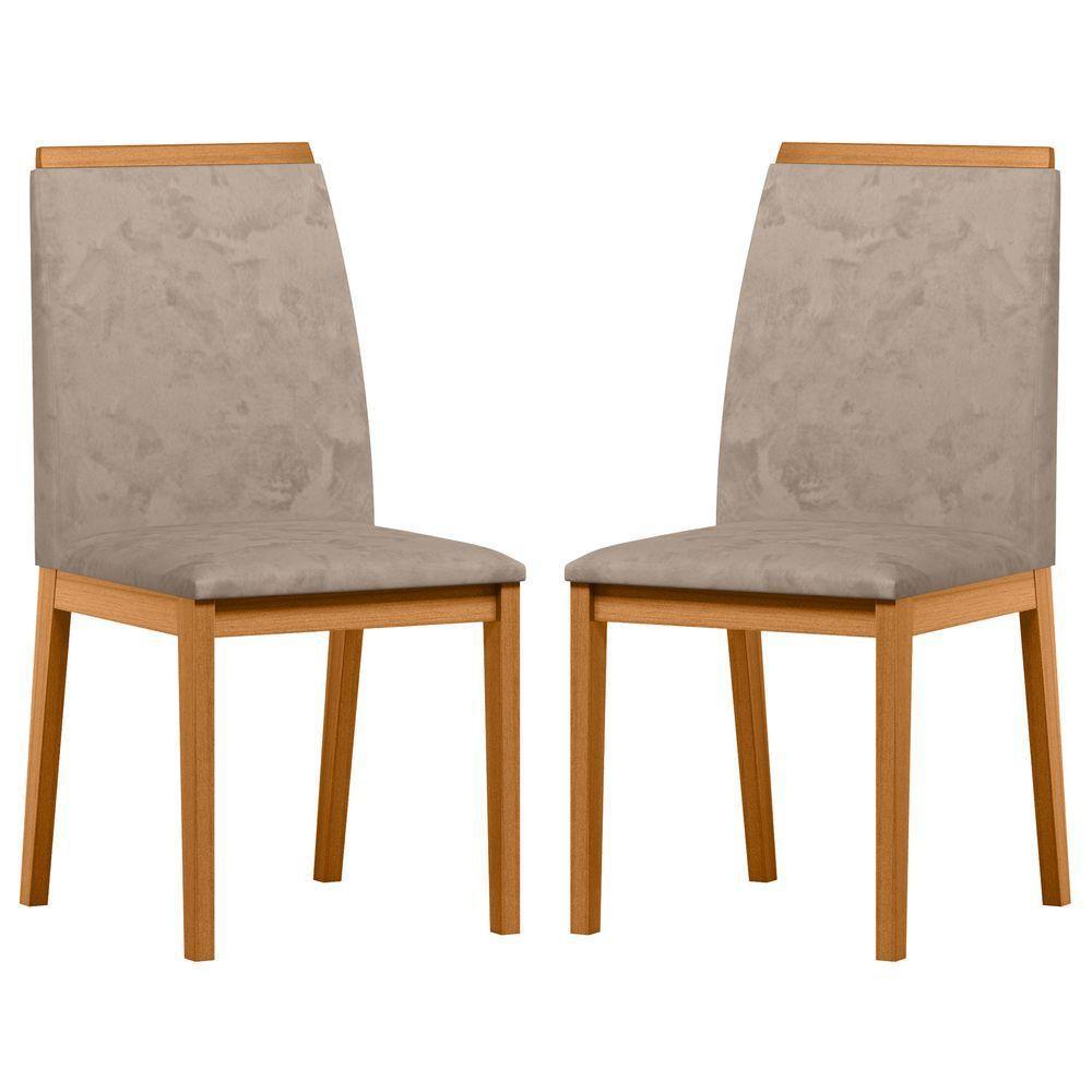 Conjunto Com 2 Cadeiras De Jantar Estofada Fernanda Ypê Camursa Marrom Lux - 4