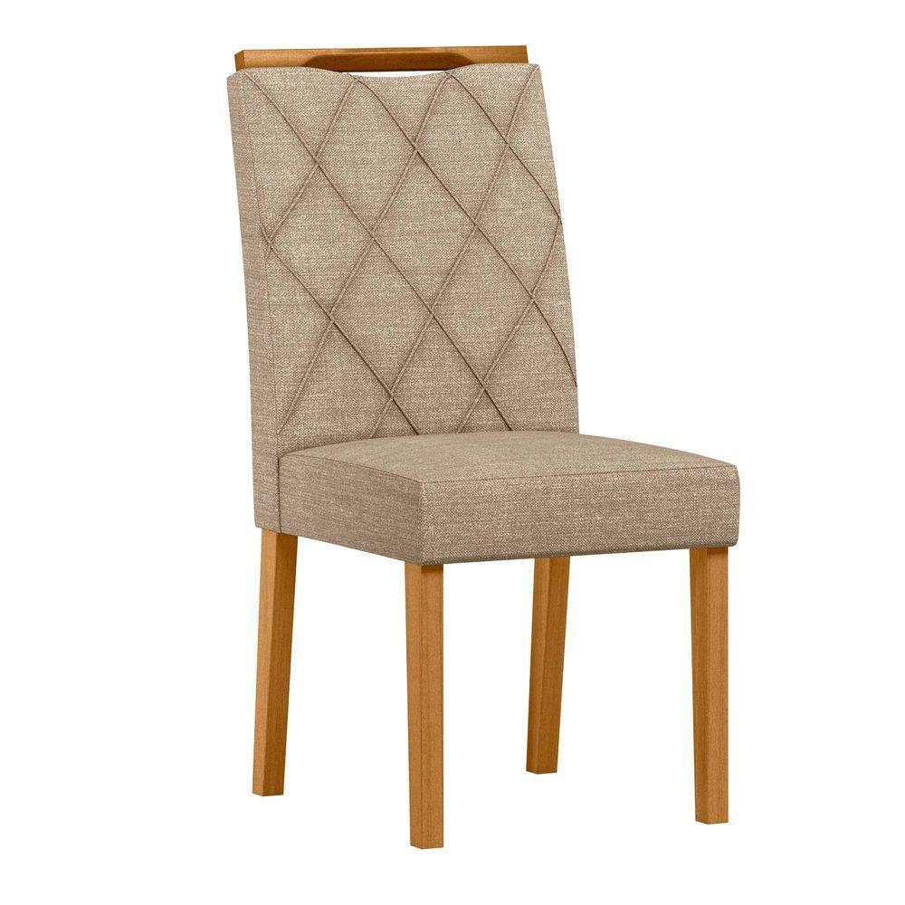 Conjunto Com 2 Cadeiras De Jantar Estofada Sarah Ypê Linho Areia Ln05 - 3