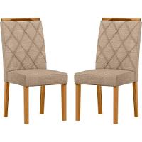 Conjunto Com 2 Cadeiras De Jantar Estofada Sarah Ypê Linho Areia Ln05 - 1