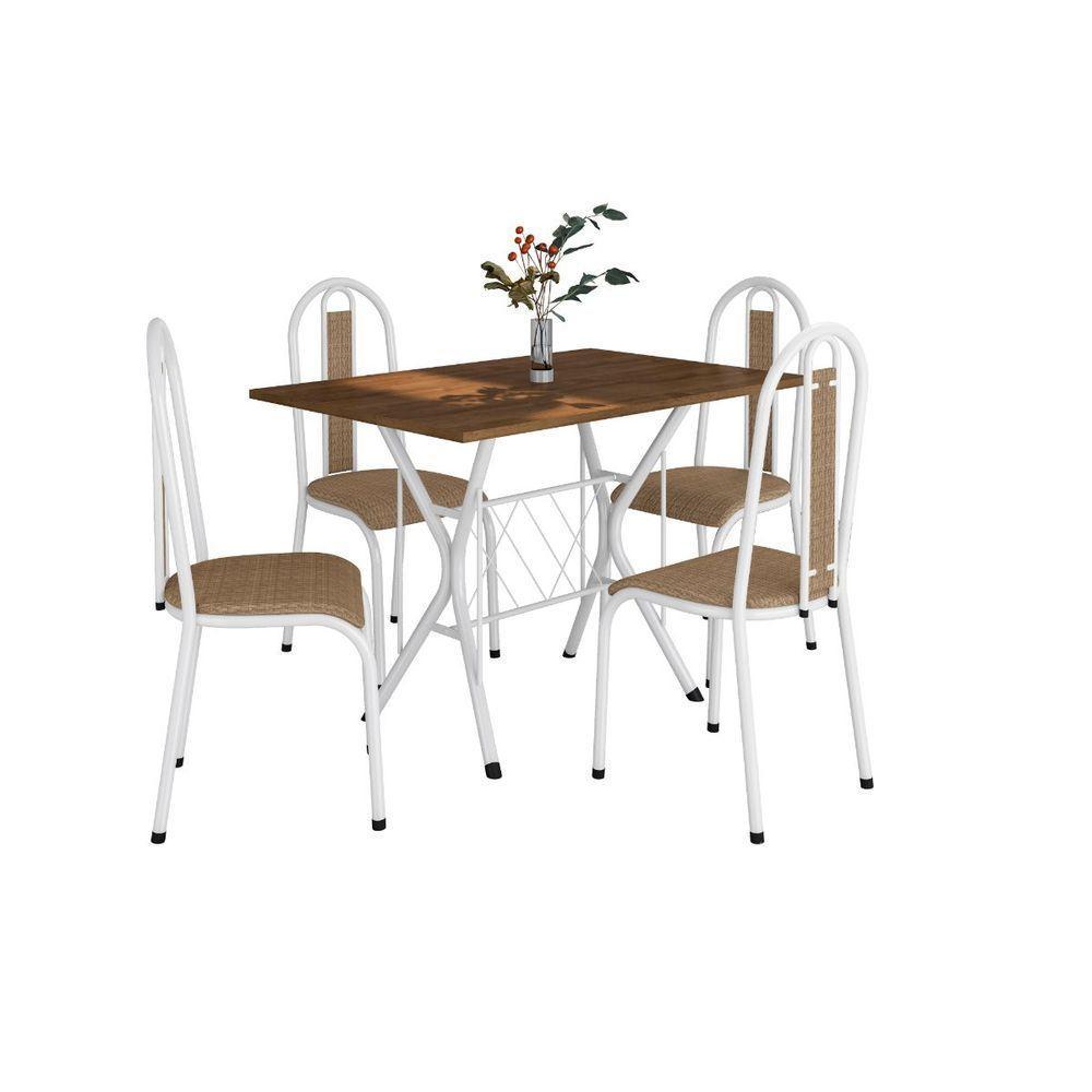 Conj Mesa Bruna 91Cm Com 4 Cadeiras 058 Tampo Em Madeira - 1