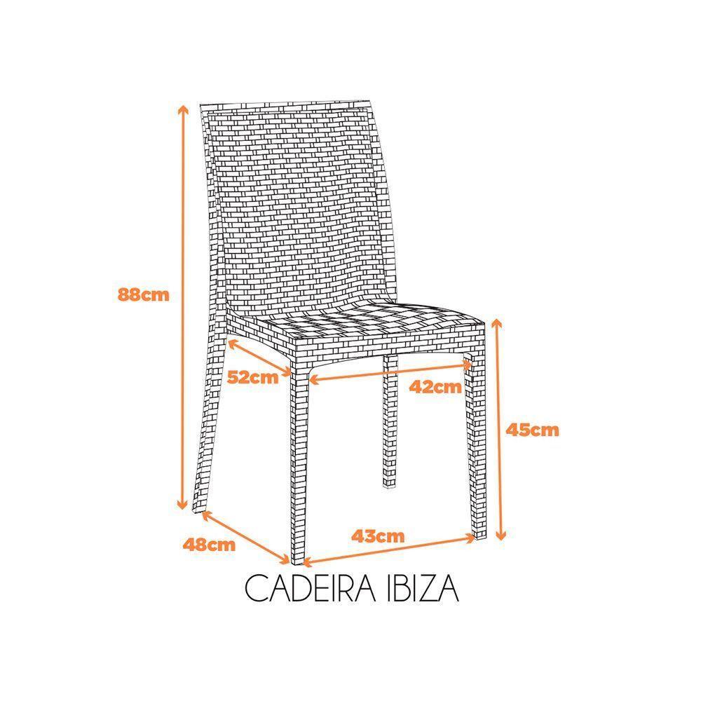 Kit com 4 Cadeiras Ibiza Estrutura Em Polipropileno Fratini Preto - 4