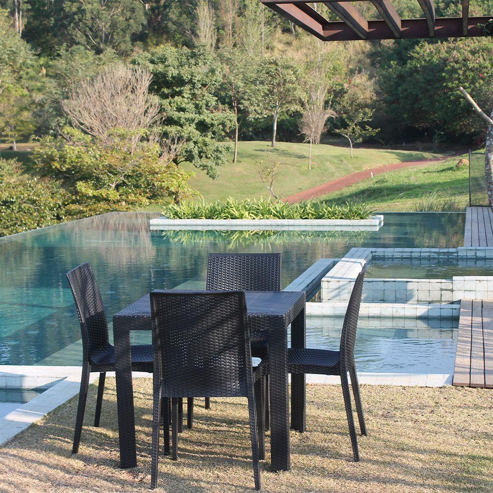 Kit com 4 Cadeiras Ibiza Estrutura Em Polipropileno Fratini Preto - 5