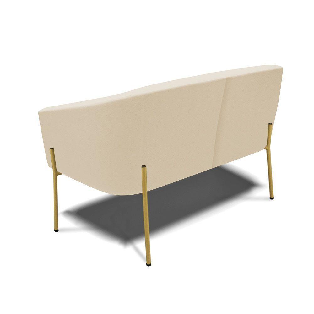 Sofá Namoradeira E 2 Poltronas Pé De Ferro Dourado Stella Linho Bege A19 D03 - D'rossi - 7