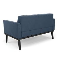 Sofá Namoradeira E 2 Poltronas Base De Madeira Preto Elisa Suede D03 - D'rossi Cor Azul Marinho