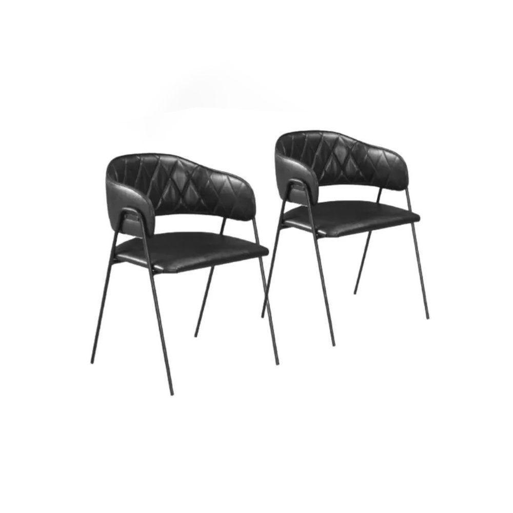 Conjunto 2 Cadeiras Veneza Base Em Aço Carbono Preto Cor:sintético Preto - 1