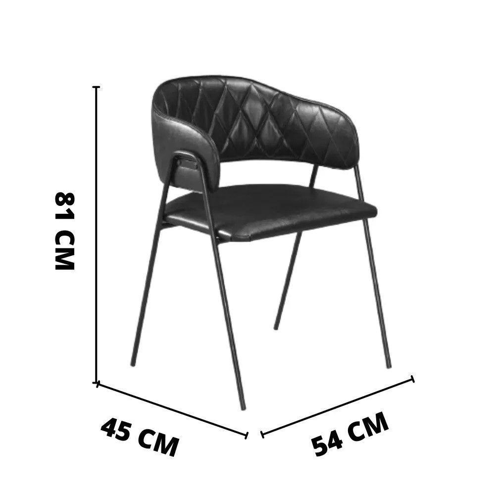 Conjunto 2 Cadeiras Veneza Base Em Aço Carbono Preto Cor:sintético Preto - 2