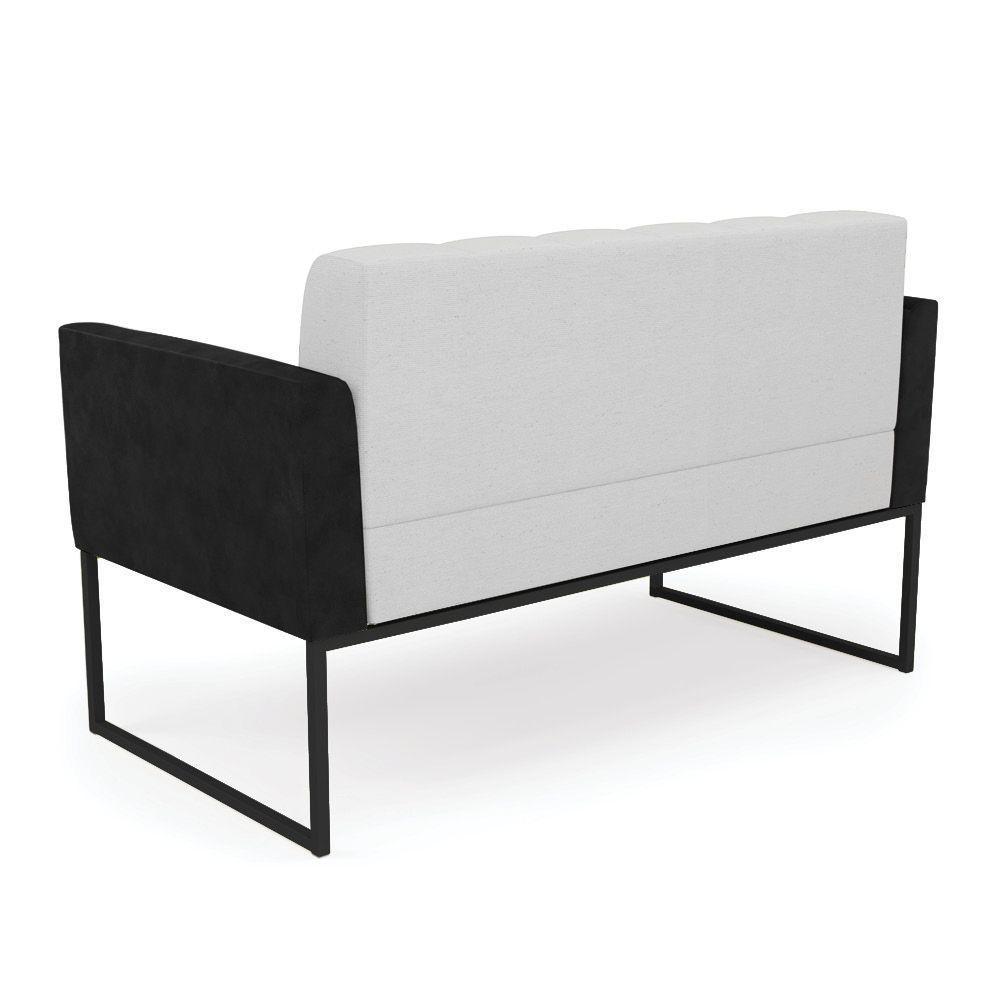 Sofá Namoradeira E 2 Poltronas Base Industrial Preto Elisa Preto-linho Cinza A05 D03 - D'rossi - 4