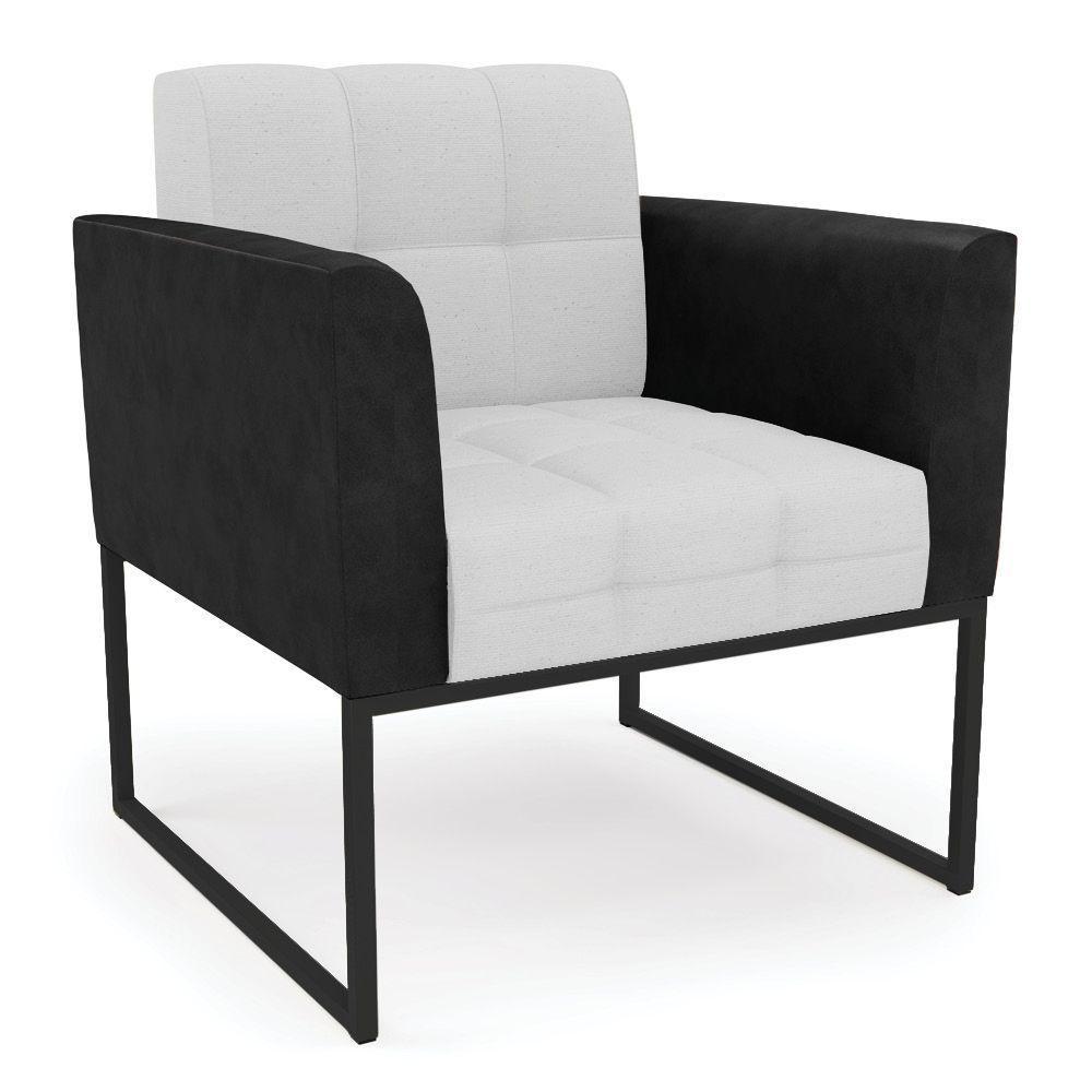 Sofá Namoradeira E 2 Poltronas Base Industrial Preto Elisa Preto-linho Cinza A05 D03 - D'rossi - 8