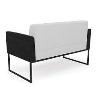 Sofá Namoradeira E 2 Poltronas Base Industrial Preto Elisa Preto-linho Cinza A05 D03 - D'rossi