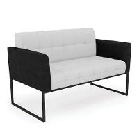 Sofá Namoradeira E 2 Poltronas Base Industrial Preto Elisa Preto-linho Cinza A05 D03 - D'rossi - 6