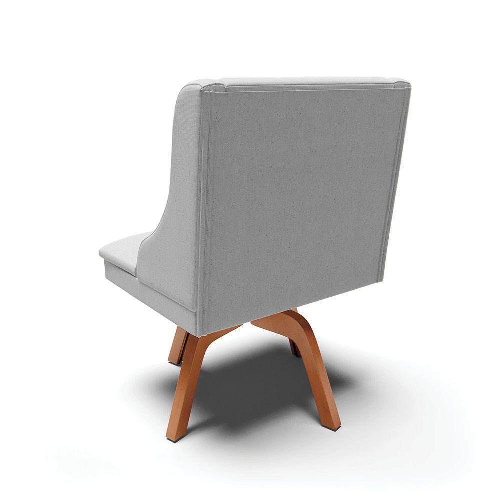 Cadeira De Jantar Liz Linho Cinza A05 Base Giratória De Madeira Mm30 - D'rossi - 4