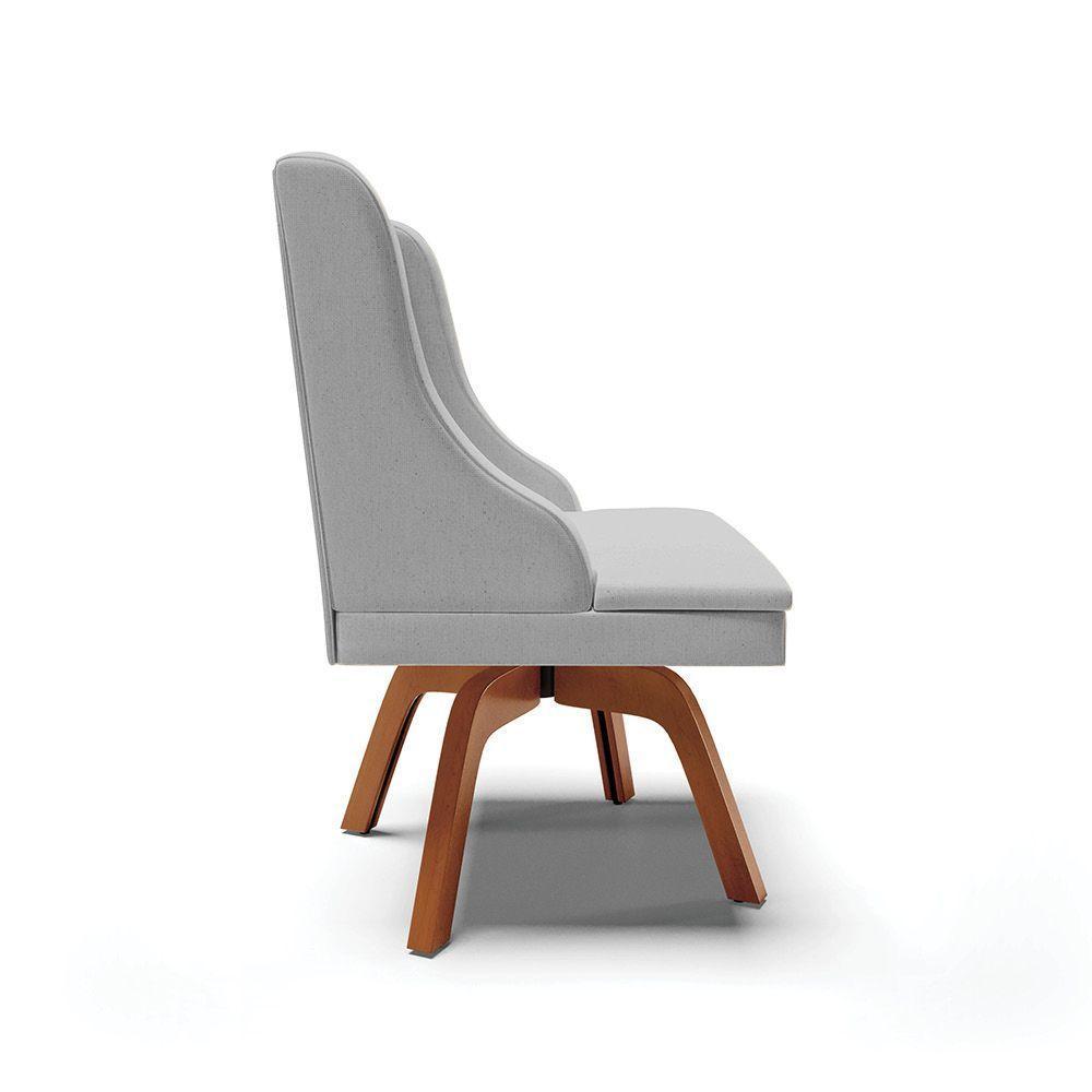 Cadeira De Jantar Liz Linho Cinza A05 Base Giratória De Madeira Mm30 - D'rossi - 8