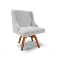 Cadeira De Jantar Liz Linho Cinza A05 Base Giratória De Madeira Mm30 - D'rossi - 1