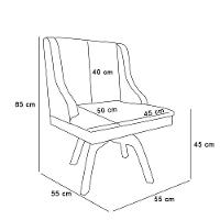 Cadeira De Jantar Liz Linho Cinza A05 Base Giratória De Madeira Mm30 - D'rossi - 5