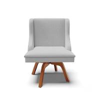 Cadeira De Jantar Liz Linho Cinza A05 Base Giratória De Madeira Mm30 - D'rossi - 6