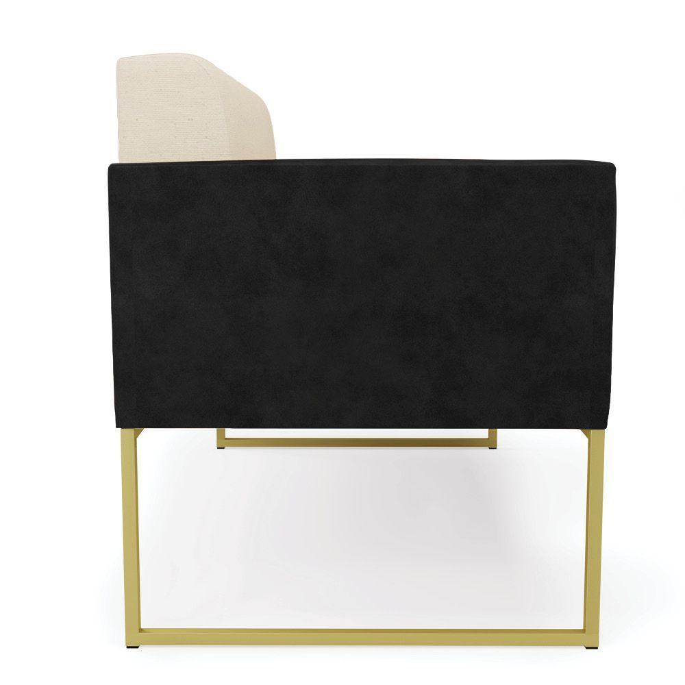 Sofá Namoradeira 2 Lugares Base Industrial Dourado Elisa Preto-linho Bege A19 D03 - D'rossi - 7