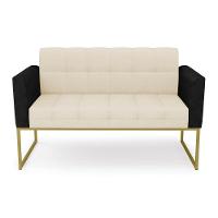 Sofá Namoradeira 2 Lugares Base Industrial Dourado Elisa Preto-linho Bege A19 D03 - D'rossi - 5