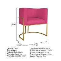 Kit Divã Luna 185cm Lado Esquerdo E 01 Poltrona Base De Ferro Dourado Suede Cor Pink - 7