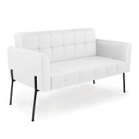 Sofá Namoradeira 2 Lugares Base Pé De Ferro Preto Elisa Corino Branco D03 - D'rossi - 1
