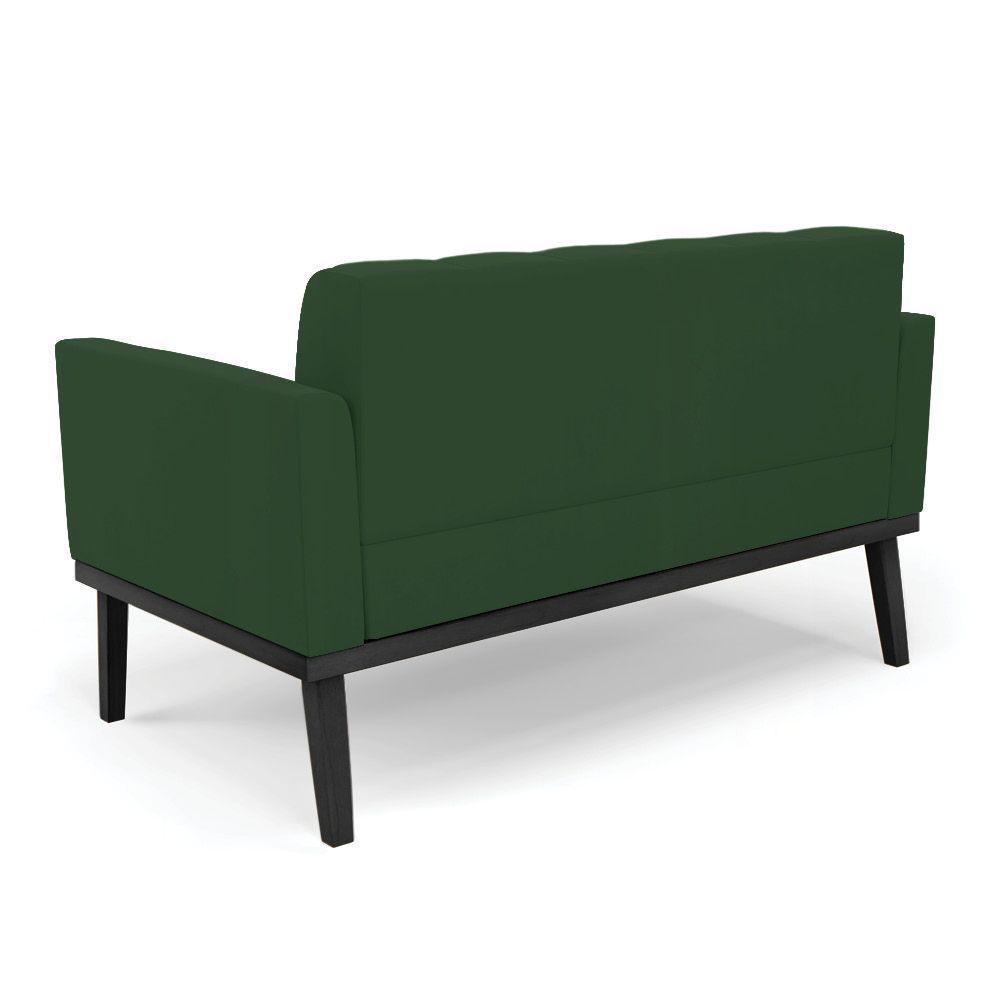 Sofá Namoradeira E Poltrona Base De Madeira Preto Elisa Veludo Verde D03 - D'rossi - 4