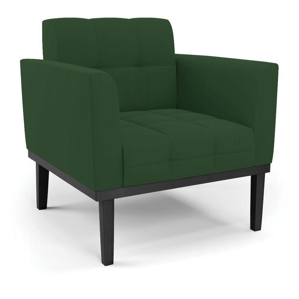 Sofá Namoradeira E Poltrona Base De Madeira Preto Elisa Veludo Verde D03 - D'rossi - 8