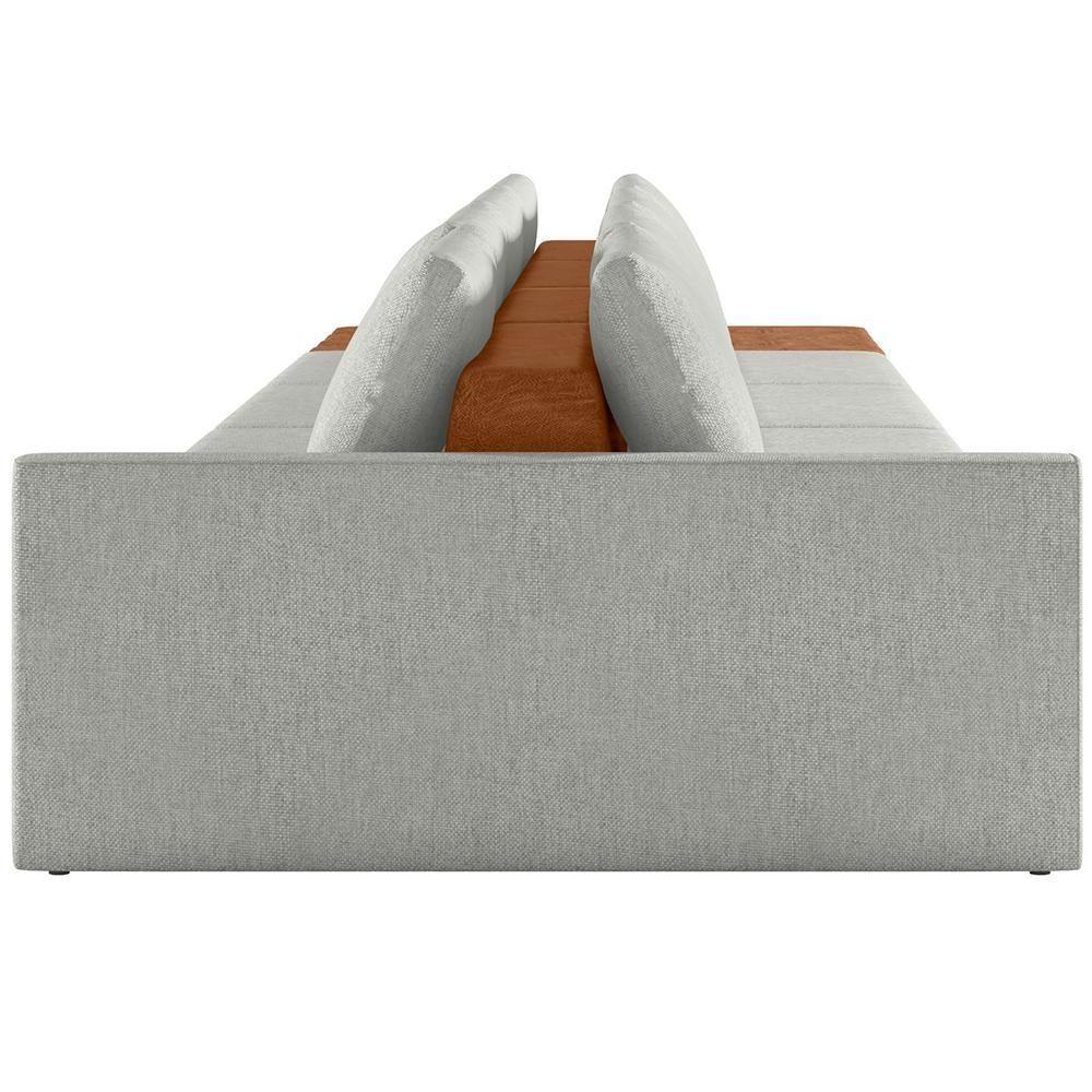 Sofá Ilha Modular Para Sala 392cm Com Puff Dublin K01 Linho Cinza Sintético Caramelo - Lyam Decor - 2