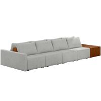 Sofá Ilha Modular Para Sala 392cm Com Puff Dublin K01 Linho Cinza Sintético Caramelo - Lyam Decor - 1