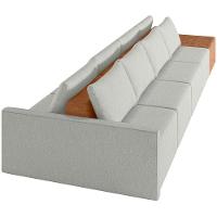 Sofá Ilha Modular Para Sala 392cm Com Puff Dublin K01 Linho Cinza Sintético Caramelo - Lyam Decor