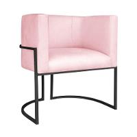 Kit Divã Luna 185cm Lado Direito E 01 Poltrona Base De Ferro Preto Suede Cor Rosa Bebê - 2