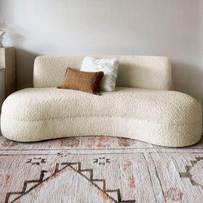 Sofá Divã Curvo Sala De Estar Maria 180 Cm Bouclé - Amarena Móveis Cor Bege
