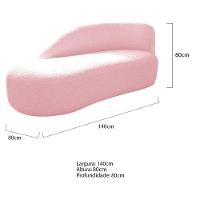 Kit Divã Luna 140cm Lado Esquerdo E 01 Poltrona Base De Ferro Dourado Suede Cor Rosa Bebê - 3