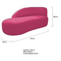 Kit Divã Luna 140cm Lado Esquerdo E 02 Poltronas Base De Ferro Preto Suede Cor Pink - 8
