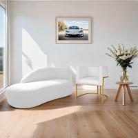 Kit Divã Luna 185cm Lado Esquerdo E 01 Poltrona Base De Ferro Dourado Suede Cor Branco - 9