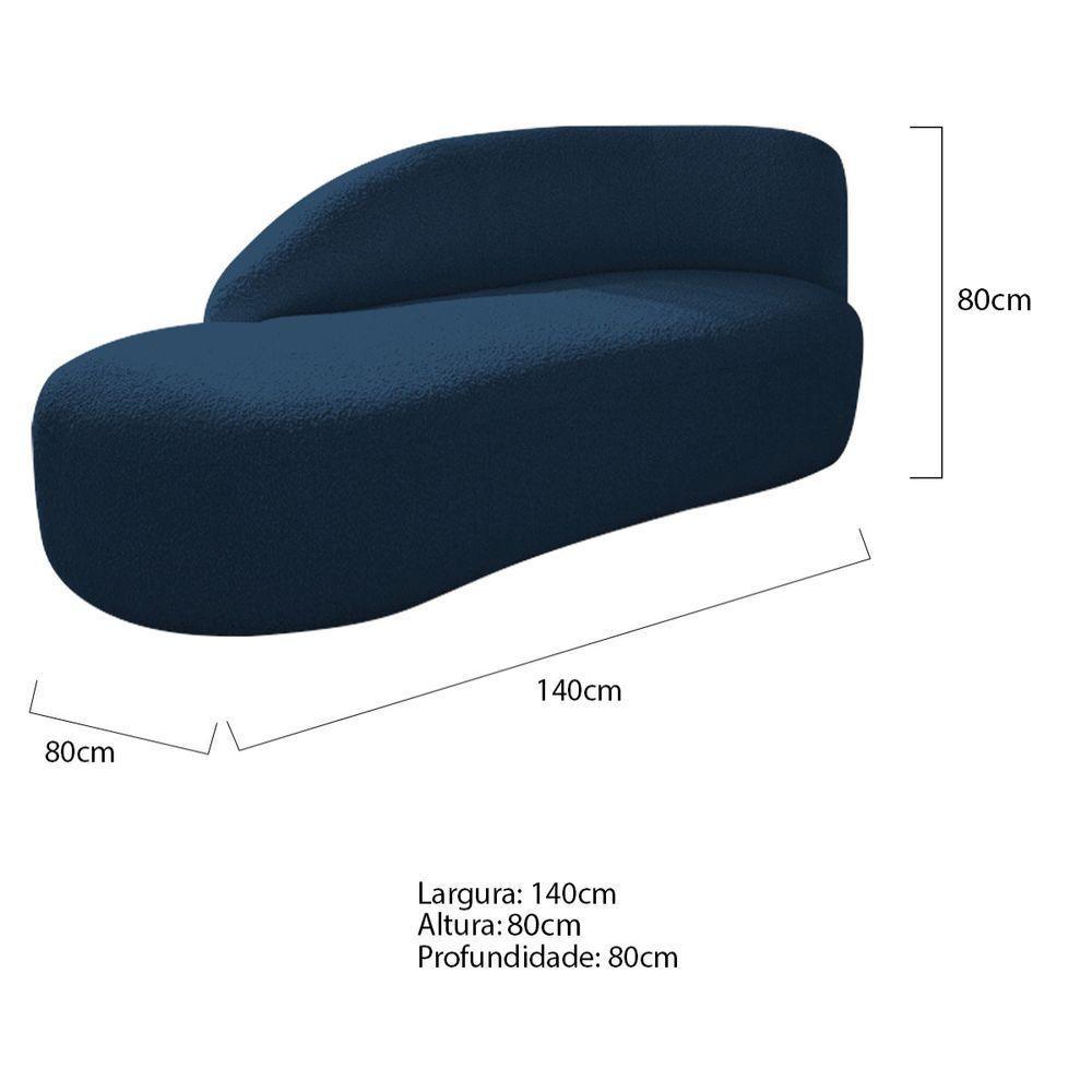 Kit Divã Luna 140cm Lado Esquerdo E 01 Poltrona Base De Ferro Dourado Suede Cor Azul Marinho - 7