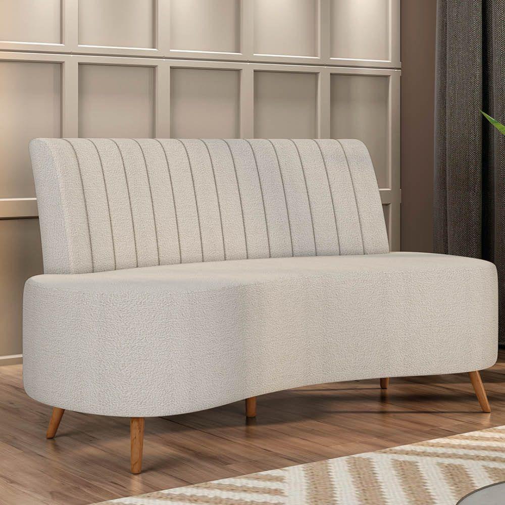 Sofá 2 Lugares Living 135cm Pé Palito Maraú Bouclê K01 - D'rossi Cor Cinza Claro - 6