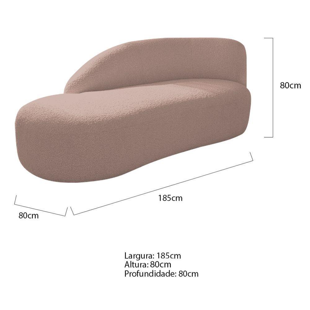 Divã Recamier Curvo Luna 185cm Lado Esquerdo Linho - Doce Sonho Móveis Cor Rosê - 5