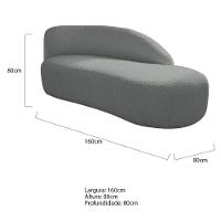 Kit Divã Luna 160cm Lado Direito E 01 Poltrona Base De Ferro Dourada Suede Cor Cinza - 5